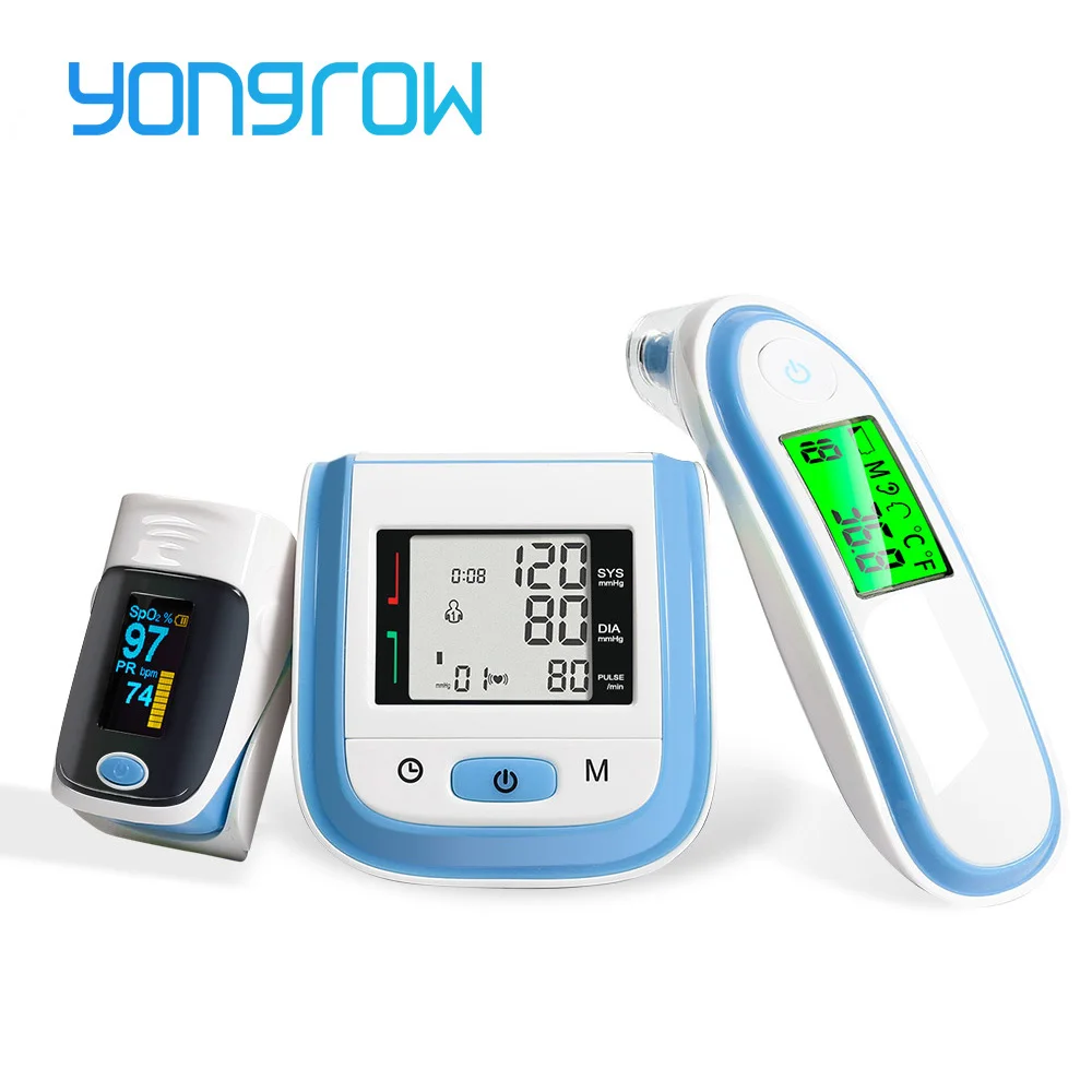 Ceny Yongrow cyfrowy medyczny pulsoksymetr SpO2 ciśnieniomierz nadgarstkowy ucha termometr na podczerwień tlen PR Sphygmomanometer