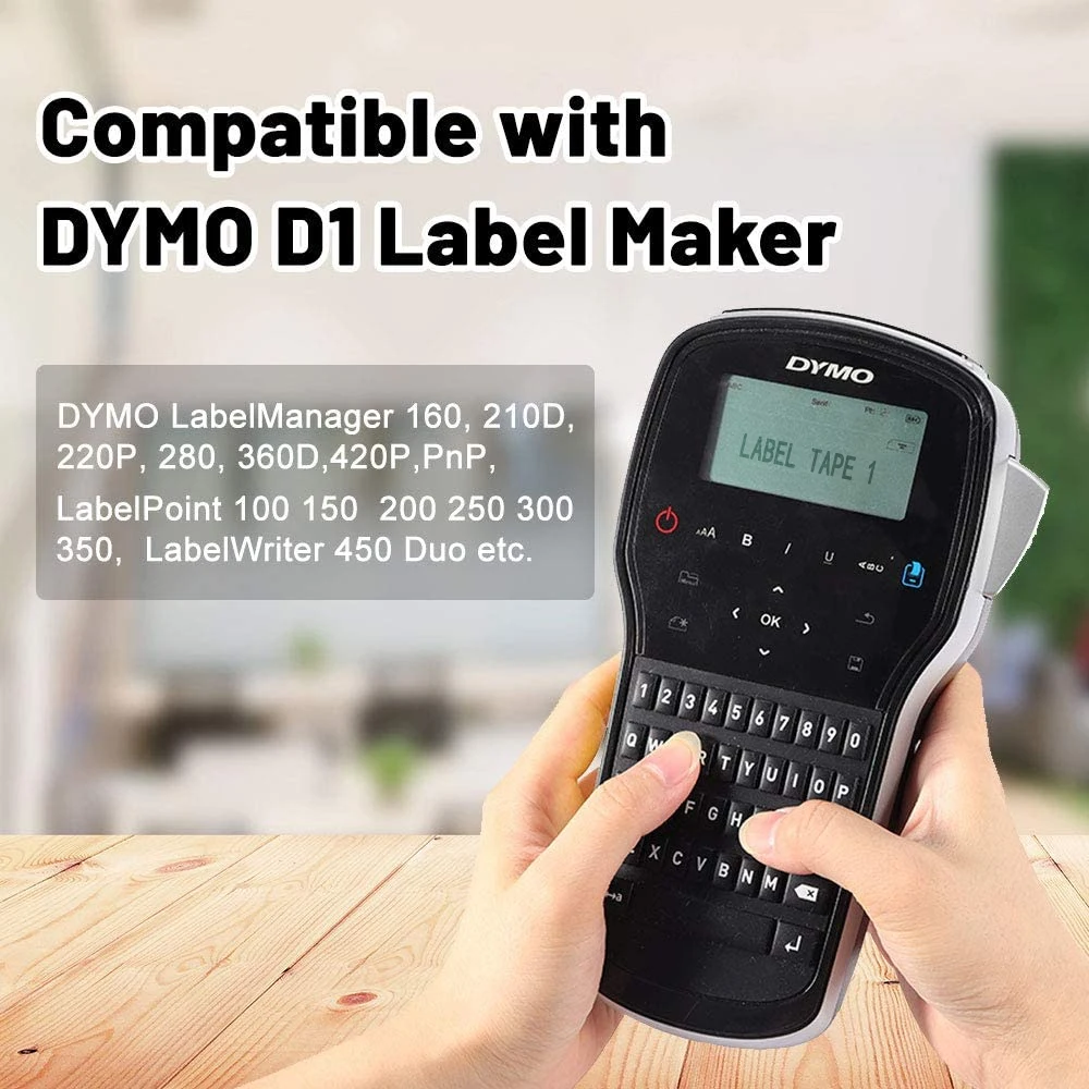 Preto em Branco Fita de Rotulagem para Dymo Fita Compatível Dymo Etiquetas S0720530 Recarga Labelmanager Pnp 160 360d 45013 d1 - Imagem 2
