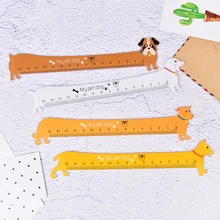 1 pièce Kawaii mignon joli chiot chien en plastique règle droite pour l'étude papeterie scolaire fournitures de mesure cadeau