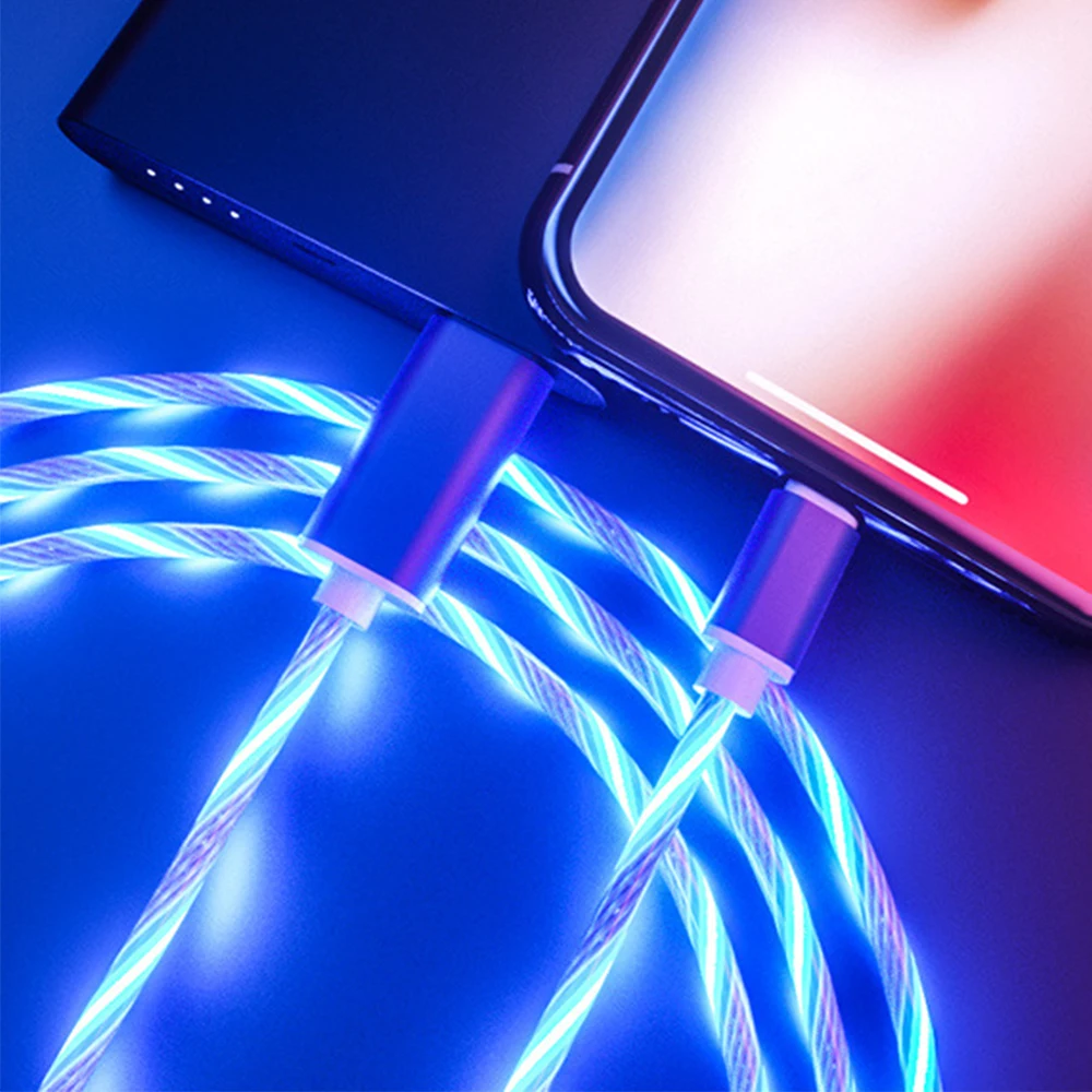 GUUGEI USB зарядный кабель светодиодный светящийся светильник шнур для передачи данных Micro usb type C зарядка цветная Зарядка для samsung Galaxy S8 S9