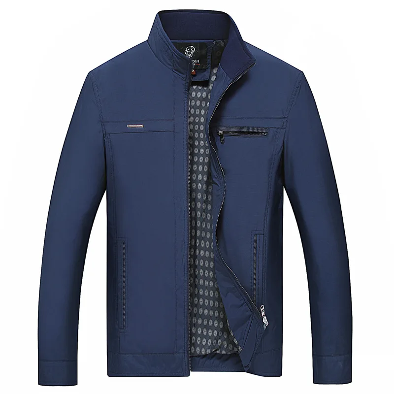 

Middle-aged Stand Collar Business MEN'S Casual Jacket 2019 New Style Thin Type for Spring And Autumn Jacket Middle-aged Daddy Cl