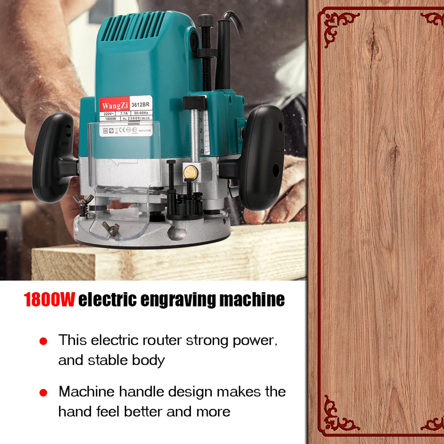 

1800W Electric Router Woodworking Router Trimmer Slot Machine router Electric Trimmer Engraving Device for woodwork