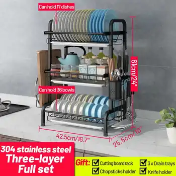 

Stainless Steel Bowl Dish Racks Holders Kitchen Organizer Storage Dish Drying Rack Over Sink Shelf Kitchen Accessories Organizer