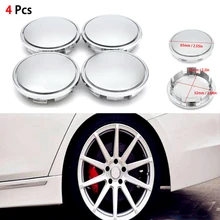4pcs 56MM Silver Chrome ABS Plastic Flat Surface Car Wheel Center Hub Caps Universal Cover Auto Rim Tire Hubcap