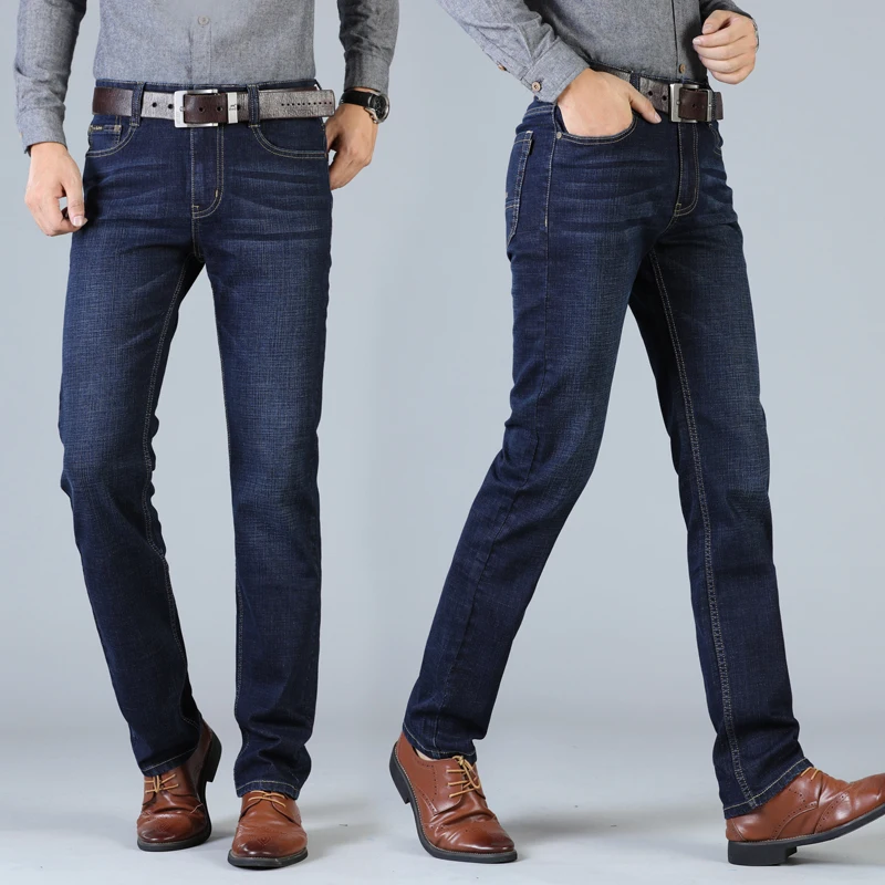 80% OFF Men's Stretch Jeans Business Casual Classic Style Straight Denim Pants Fashion Casual Pant Slim Fit Straight Washed Trousersblue