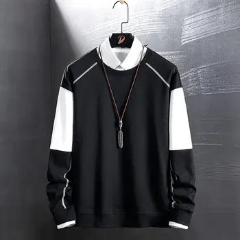 

Men's Solid Color Round Neck Trend Sweatshirt Cotton Polyester Coffee Yellow Black White Large Size M L XL XXL XXXL
