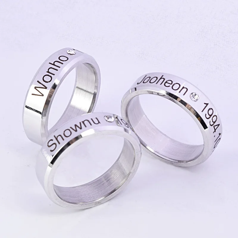 Kpop MONSTA X Name Ring K-Pop Hyung Won Joo Heon Minhyuk Shownu Won Ho Yoo Kihyun I.M Fashion Accessories Rings Fans Collection image 3