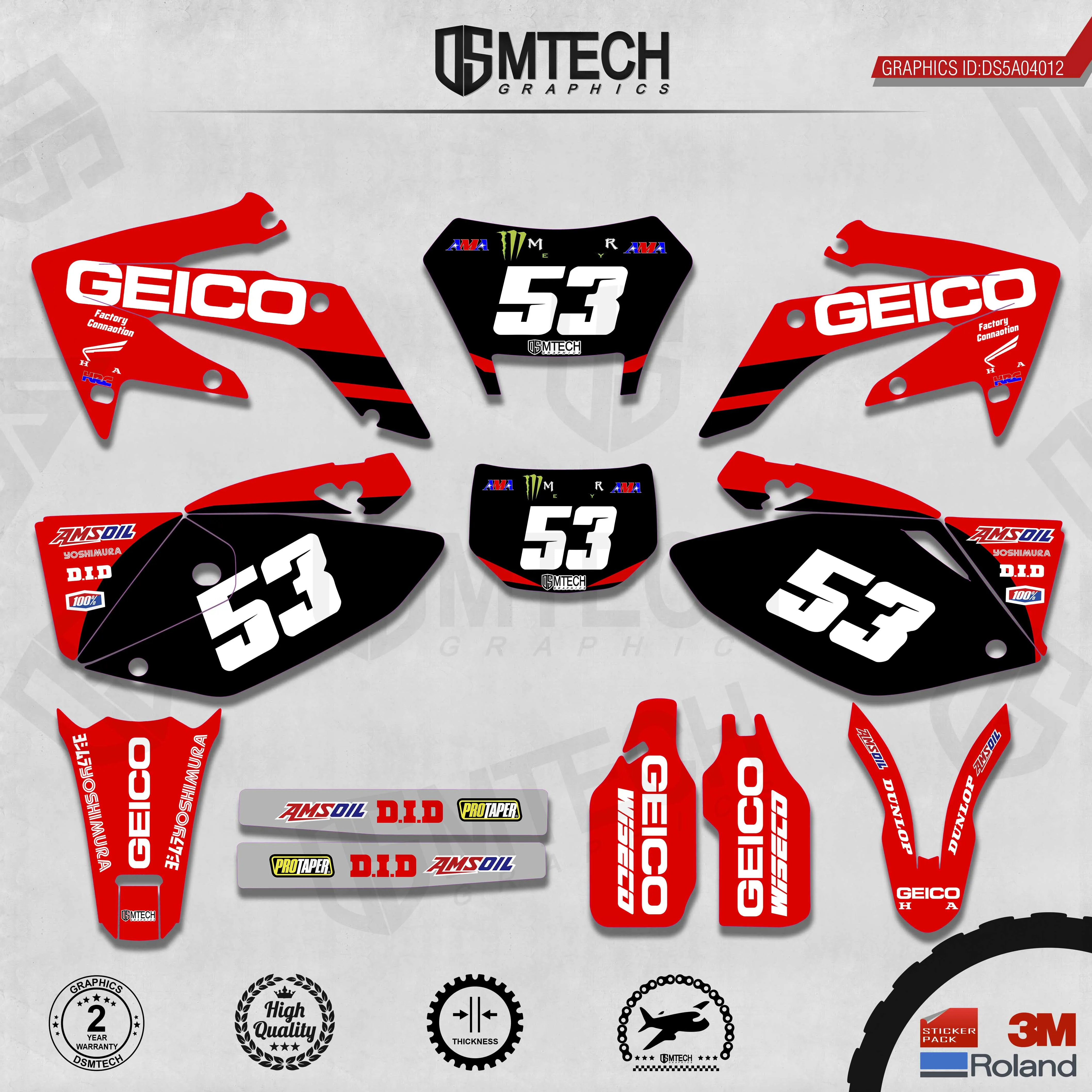 DSMTECH Customized Team Graphics Backgrounds Decals 3M Custom Stickers For 2004-2007 2008-2011 2012-2015 2016-2019 CRF250X 012