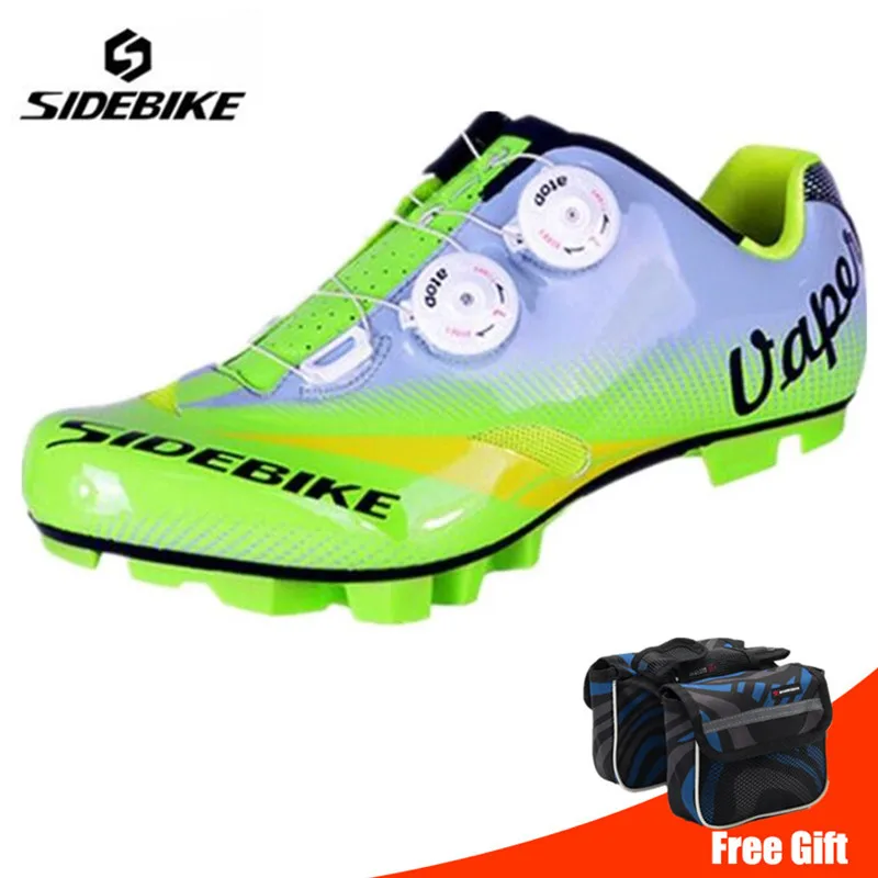SIDEBIKE/велосипедная обувь; комплект с педалью; дышащая обувь; Sapatilha Ciclismo; Mtb; мужские кроссовки; обувь для горного велосипеда с самоблокирующимся верхом - Цвет: green add bag