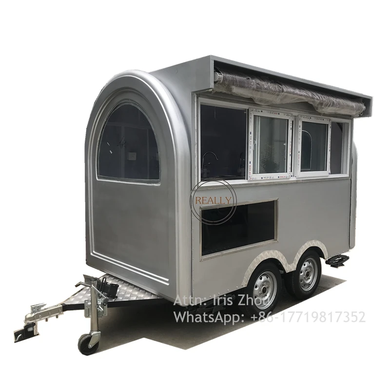 

2.8m length 3 water sinks USA standard fast food cart ice cream vending trailer street snack sale with canopy