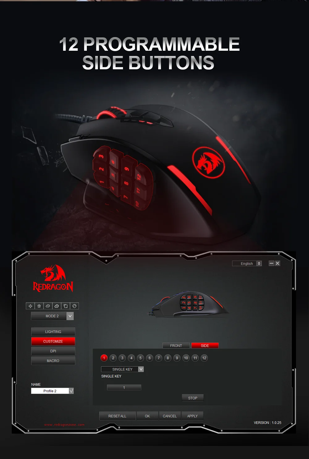 Redragon M908 Impact USB wired RGB Gaming Mouse 12400 DPI 17 buttons programmable game Optical mice backlight laptop PC computer white wireless gaming mouse