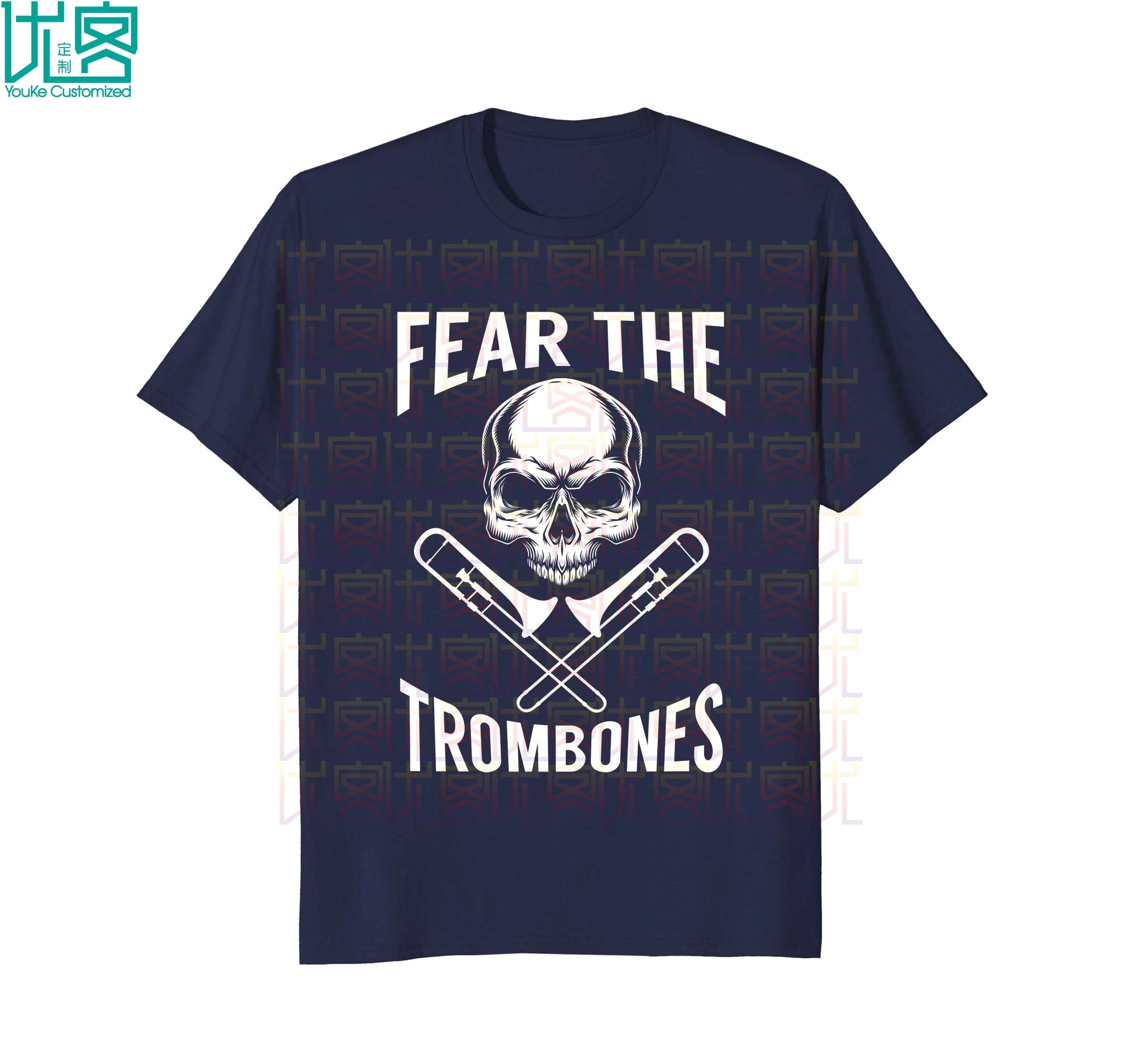 Fear The Trombones/футболка с черепом и скрещенными костями Уникальные повседневные