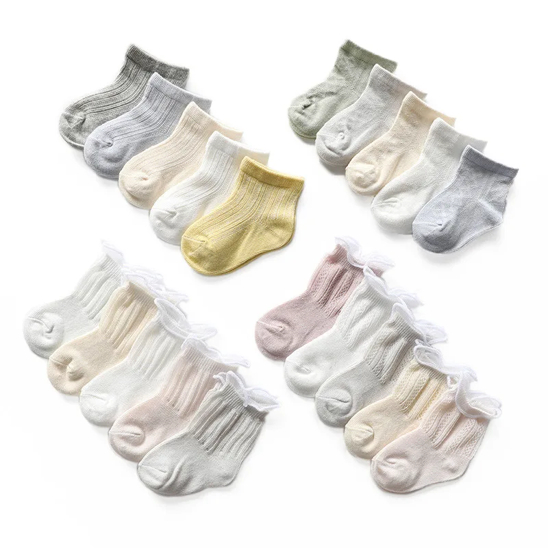 Promo Mesh Socks Girls Infant Baby-Boys Summer-Style New-Born Thin Cotton Casual for 5pairs/Pack exoZE3lJl