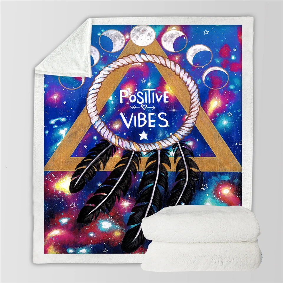 Positive Vibes Moon Pferd by Pixie холодное искусство микрофибра одеяло для кровати племенная лошадь пледы одеяло красочные Животные Постельные принадлежности акварель Бохо тонкое одеяло - Цвет: Positive Vibes Moon