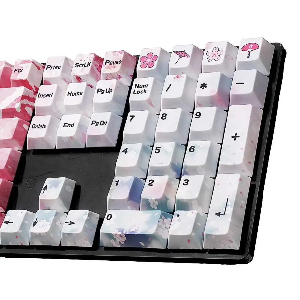 PBT падающая английская цветная вишневая расцветка 126 клавиш колпачок для