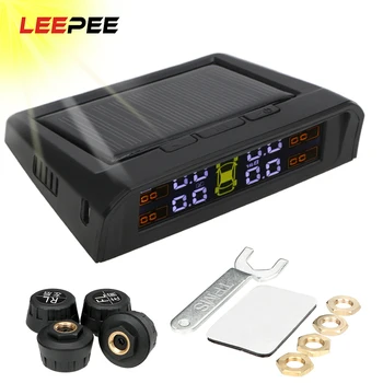 

LEEPEE Solar Power TPMS Car Tire Pressure Alarm Monitor System Auto Security Alarm Systems Tyre Pressure Temperature Warning