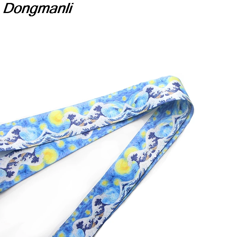 PC206 Звездная ночь и Kanagawa брелок с жетоном ID Lanyards держатель для ключей нашейные ремешки Ремешки
