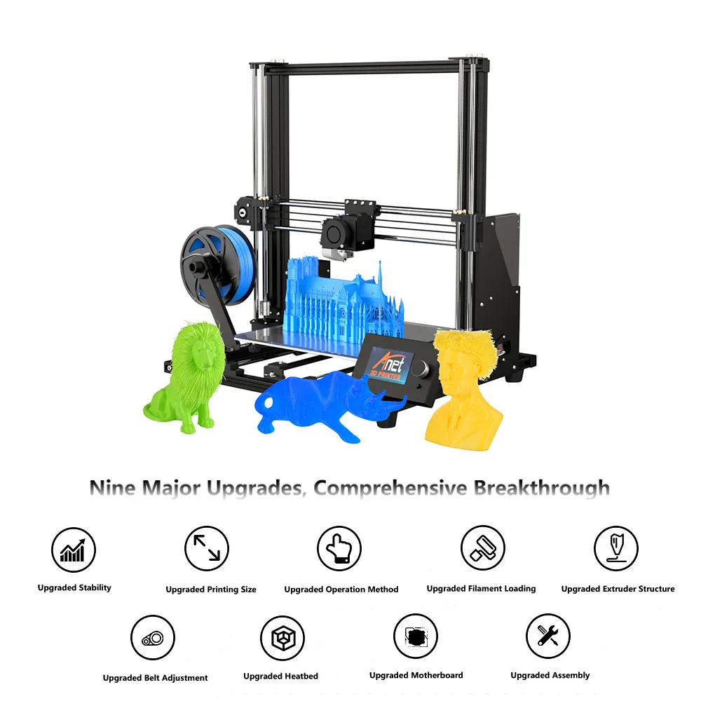 Модернизированный Настольный 3D принтер Anet A8 Plus i3 наборы сделай сам самосборка