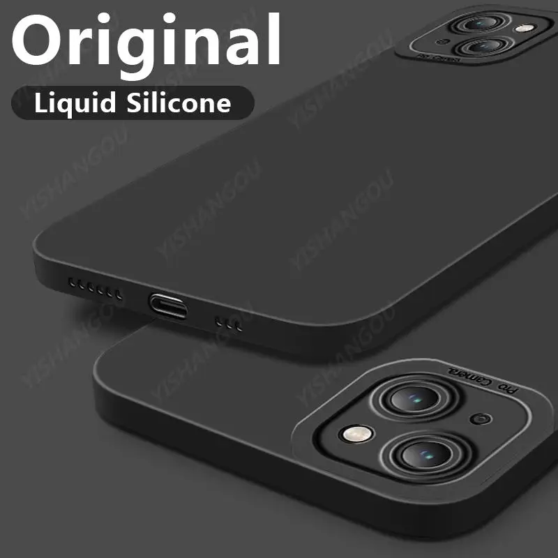 Case For iPhone 13 12 11 Pro Max SE 2020 XS Max XR X 8 7 Plus Fashion Straight Edge Shockproof Soft Silicone Cover Fundas cases for iphone 11