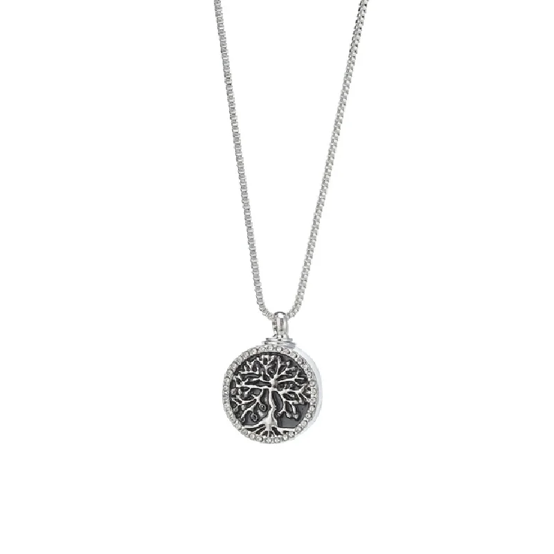 Forever in the Heart Alloy Cremation Jewelry Tree of Life Round Urn Pendant Memorial Keepsake Urn Pendant Ashes Necklace
