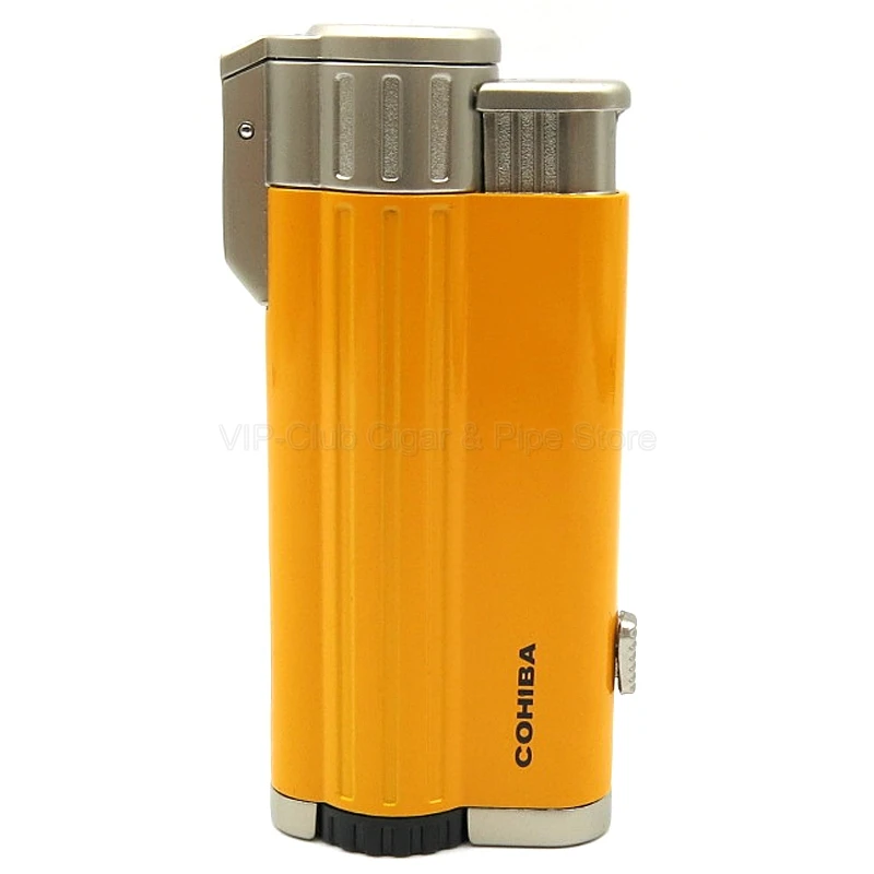 COHIBA Металл 3 фонарь пламя сигарета зажигалка бутан струйная зажигалка с подарочной коробкой ветрозащитный многоразовый мужской инструмент для курения