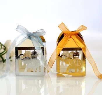 

50pcs Laser Cutting Hollow Cute Elephant Candy Box For Baby Shower Baptism Gifts Box for Party Decor Eevnt Supplies Favor Bags