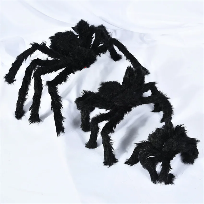 Horror Giant Black Plush Spider Halloween Party Decoration Props Big plush spider Kids Children Toy Bar haunted house decoration | Дом и сад