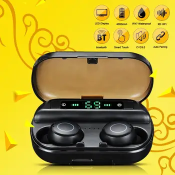 

V9 TWS Wireless bluetooth 5.0 Earphone 4000mAh LED Battery Display Touch Control IPX7 Waterproof 9D Surround Sound Headphones