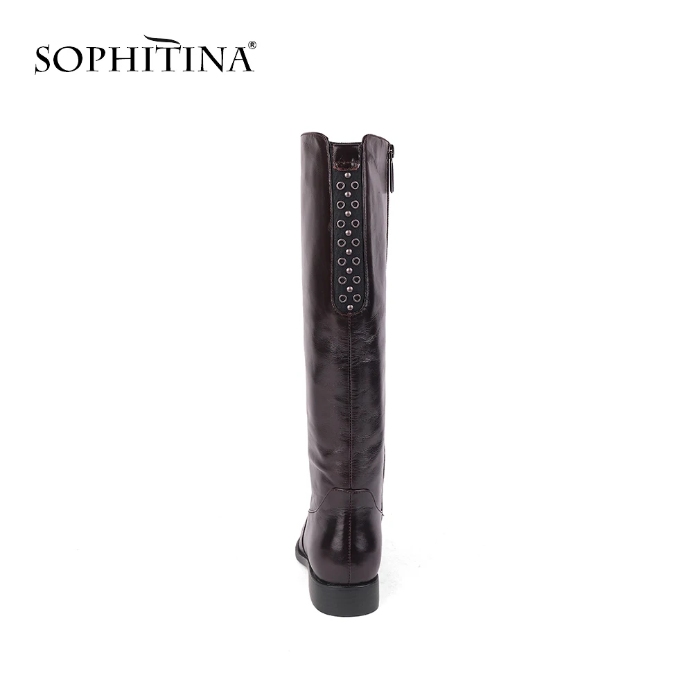 SOPHITINA; модные ботинки на молнии; Новая удобная обувь из коровьей кожи высокого качества с круглым носком; однотонные женские ботинки ручной работы; Лидер продаж; C459