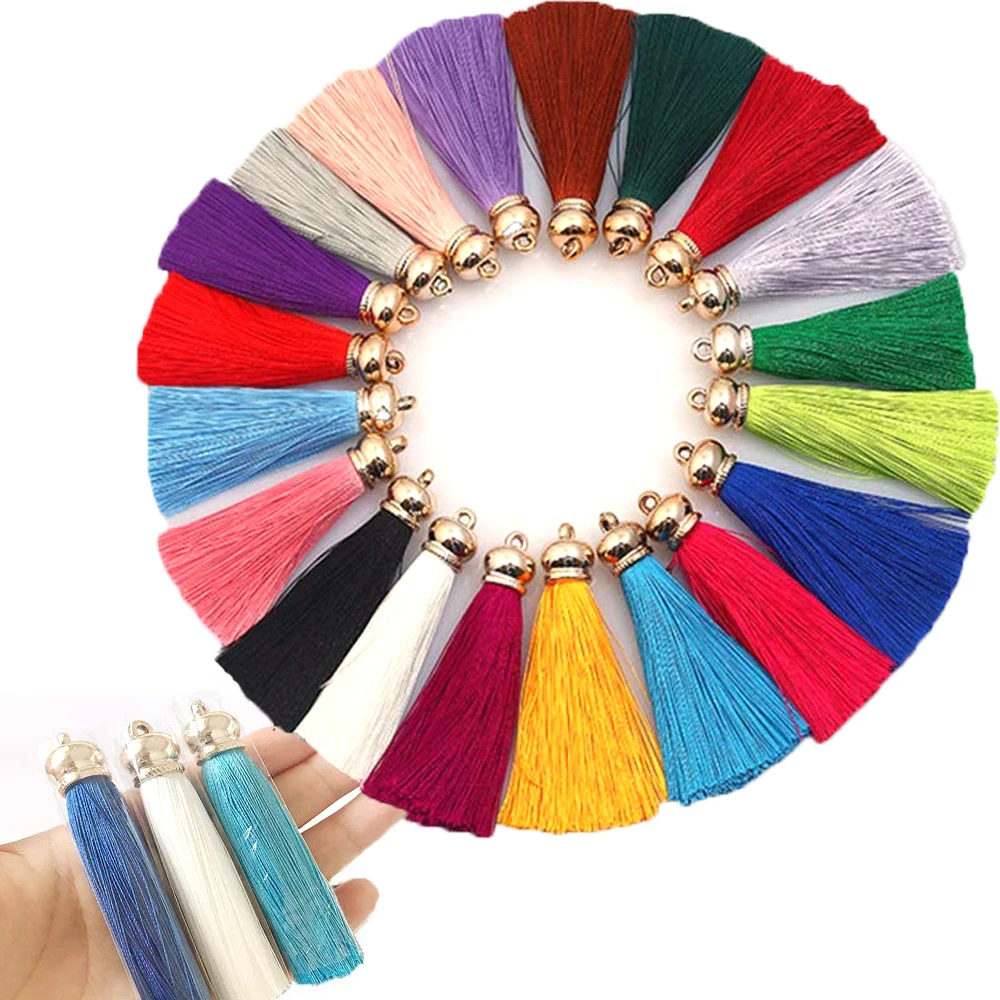 5/10Pcs Silky Tassel Elegant Keychain Tassels with Gold Metal Caps DIY Crafts Soft Jewelry Making Key Chain Charms Decor | Дом и сад