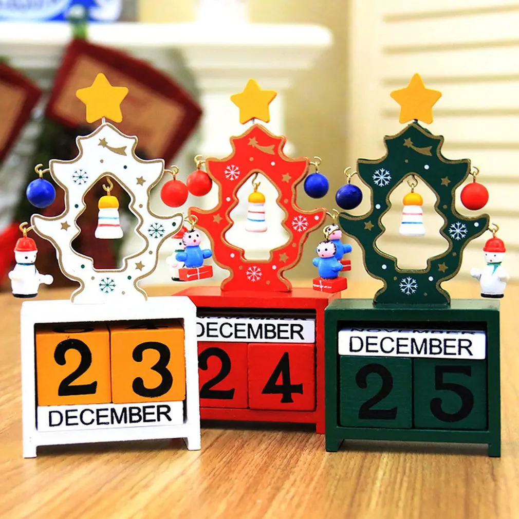 Новинка, уникальные деревянные рождественские календари, украшения для дома, милые Мультяшные календари, орнамент, рождественские подарки для детей