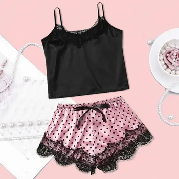 

#Z40 Sexy pyjamas Set Women Sleepwear Silk Satin Nightgowns&Sleepshirts Robe Female Wireless Bra Camisole Bowknot Shorts Set