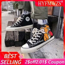 HYFMWZS/парусиновая обувь с высоким берцем; мужская повседневная обувь с героями мультфильмов; зимние Бархатные Теплые кроссовки с рисунком кошки, мышки; Spor Ayakkabi Erkek; размер 44