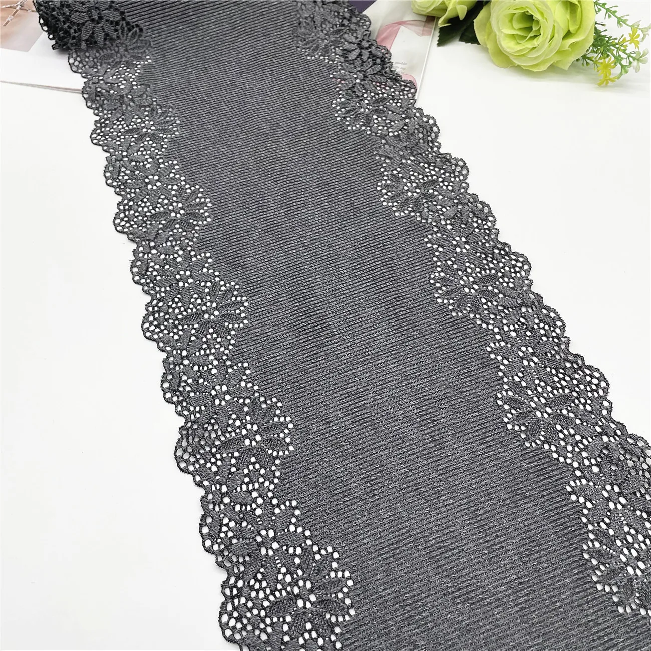 3y/lot Width 22.50cm Dark Blue Stretch Lace Trims 1