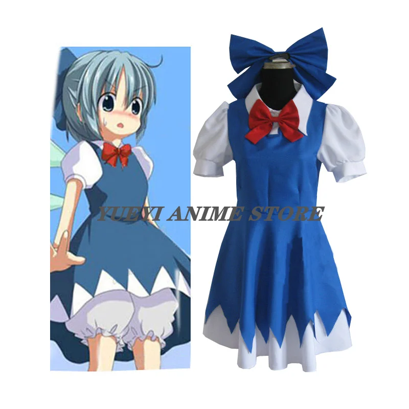 Anime Touhou Project Cirno Cosplay Costume Full Set cos Dress Custom Made | Тематическая одежда и униформа