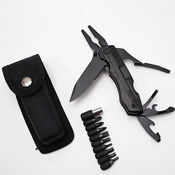 

10 In 1 Multitool Set Outdoor Camping Pliers Opener Cutter Kit with 10 Drill Bits Portable Carry Bag &T8