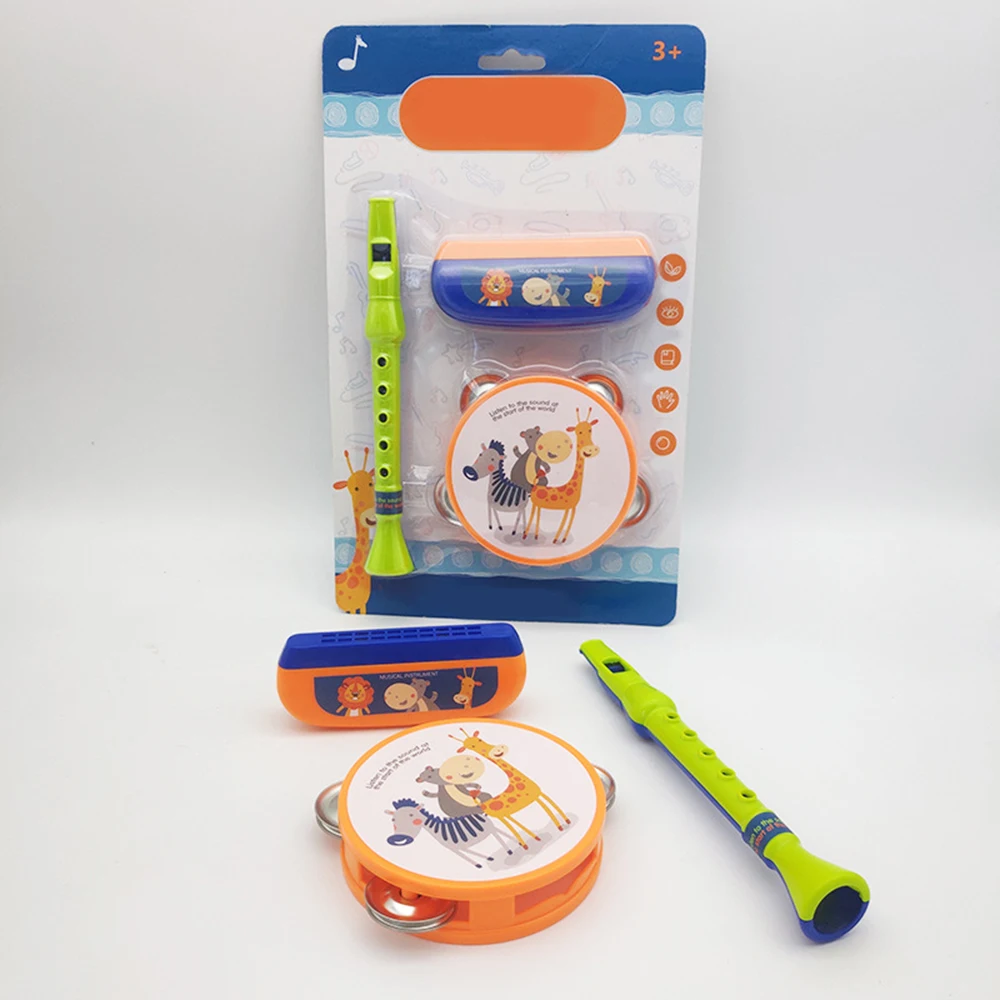Новинка, 3 шт, детская Губная гармошка, барабанная игрушка, музыкальный ударный инструмент, набор для раннего обучения, обучающая игрушка, детский подарочный набор
