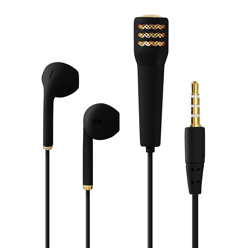 2 In 1 Wired Earphone Microphone Portable Mini Singing Headphones K Song Earphone Universal KTV 