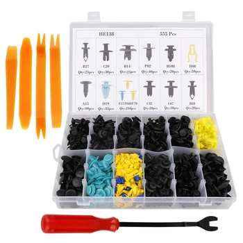 

555Pcs Car Door Panel Fastening Rivets Bumper Trim Molding Clips Set Car Push Pin Rivet Bumper