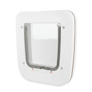 

4 Way Locking Kitten ABS Safe Puppy Gate Cats Dogs Pet Flap Door White Window Small Animals Cage Accessory Easy Install Magnetic