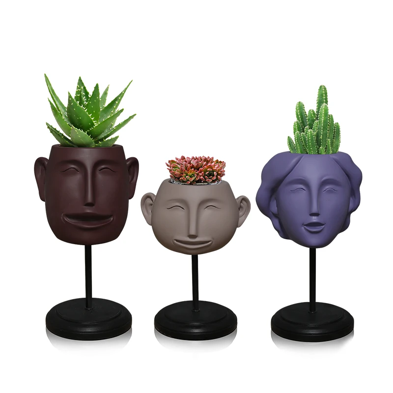 

3Pcs/set Modern Simple Abstract Human Face Flower Vase Decor Figure Flower Pot Resin Art Sculpture Home Office Decoration R2728