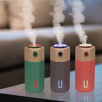 

Protable mini pink blue green 300ml USB LED light Adjustable sanitizing liquid humidifier air purifiy spray diffuser mist maker