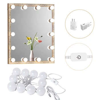 

LED Mirror Lights Kit Hollywood Makeup Lights Vanity 10 Bulbs for Bathroom Wall Dresser Dimmable with EU/US Plug Dressing Table