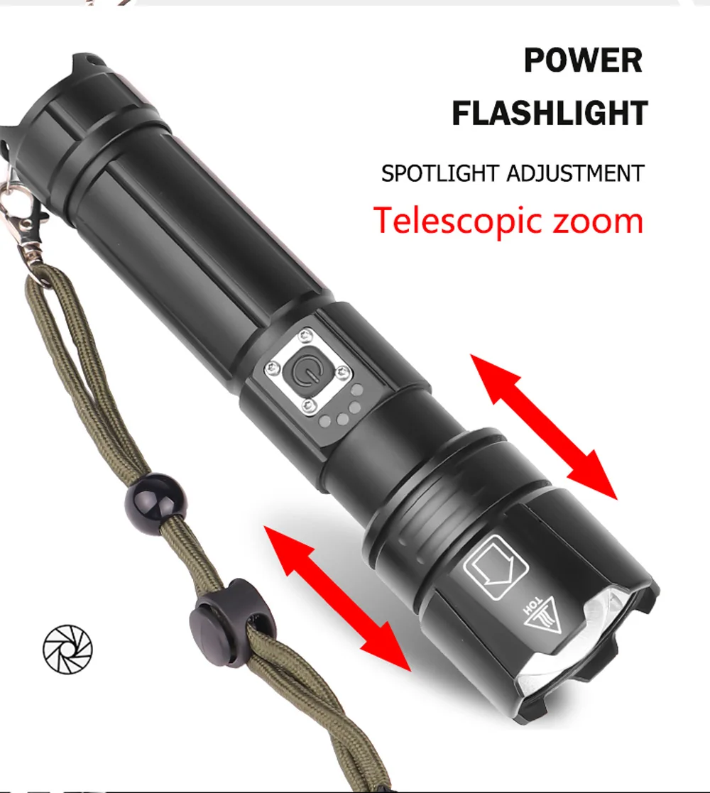 XHP70.2 светодиодный фонарик ультра яркий XHP50 водонепроницаемый фонарь USB Перезаряжаемый фонарь с зумом для кемпинга рыбалки с 18650