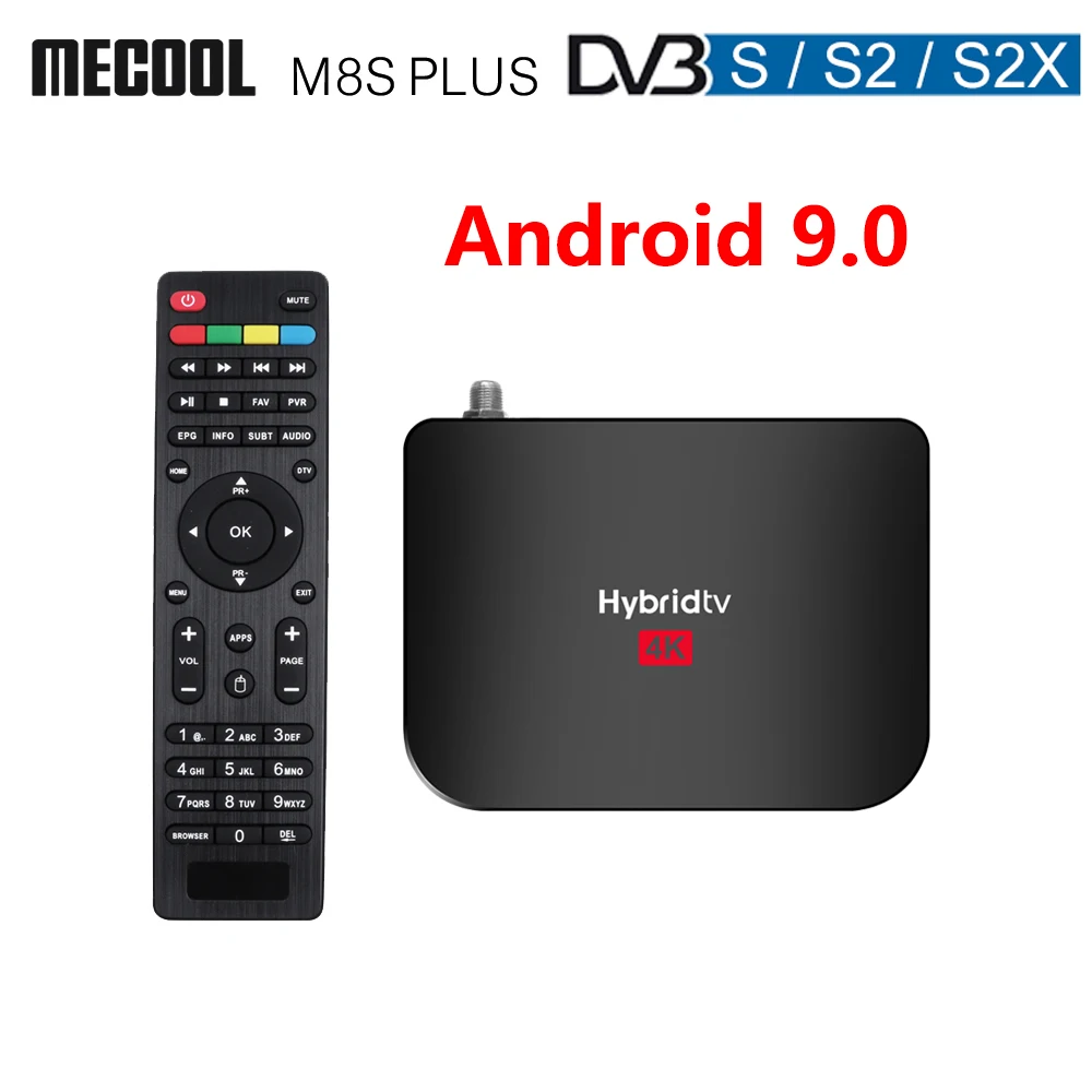 MECOOL M8S плюс DVB-S DVB-S2 DVB-S2X Android 9 0 ТВ BOX Amlogic S905X2 2 Гб Оперативная память 16 Встроенная 4