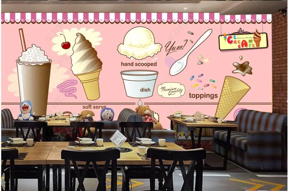 

3d wallpaper custom photo mural Ice cream ice cream coffee shop milk tea restaurant 3d wall murals wallpaper in the living room