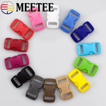 

40pcs Meetee 10/15mm Colorful Plastic Curved Side Release Buckle Clasps for Paracord Bracelet Backpack Pet Collar Safety Access