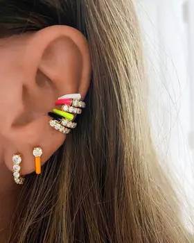 

2020 summer fluorescent earring new Neon enamel hoop yellow white orange pink Mini small Huggie hoop