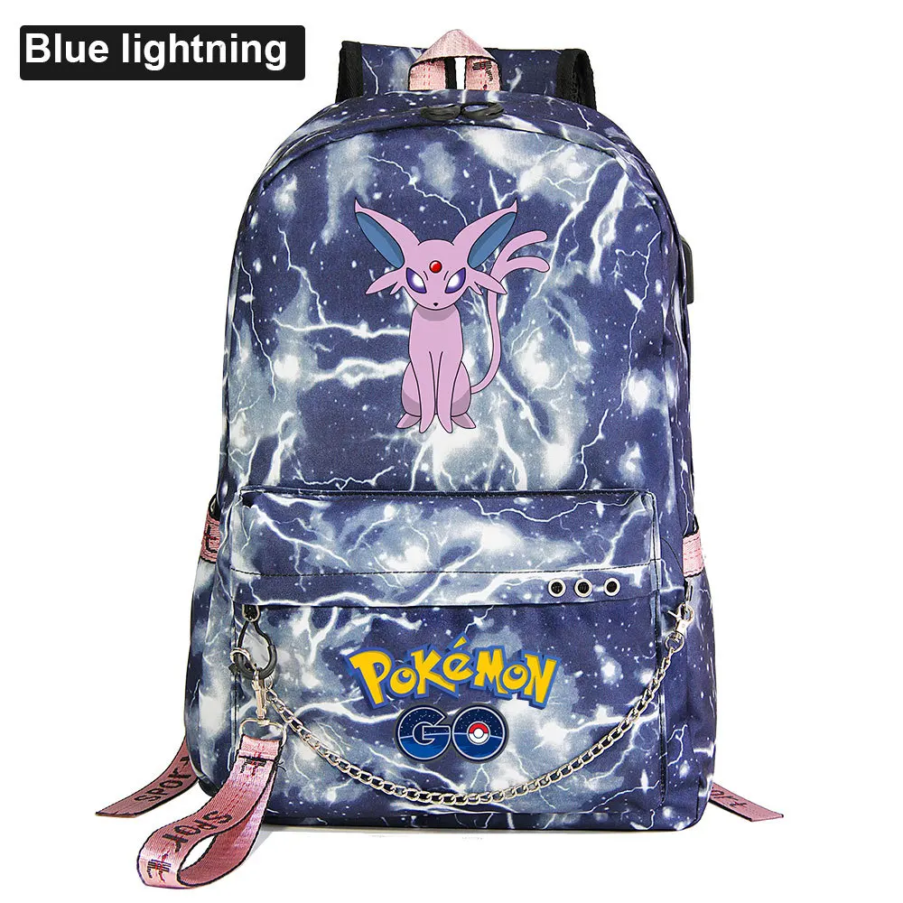 Style 3 Espeon Mentali Psiana USB Рюкзак Школьные сумки черный розовый Mochila дорожные сумки рюкзак для ноутбука с цепочкой для наушников USB порт - Цвет: Style 3