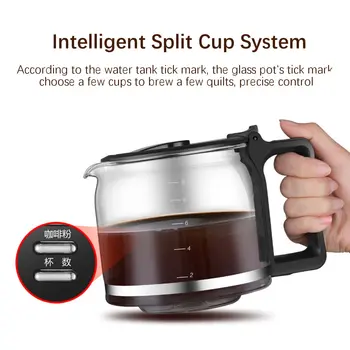 220V 1200ml Electric Coffee Maker Machine Household Fully-Automatic Drip Coffee Maker Tea Coffee Pot Kitchen Appliance 1000W 5